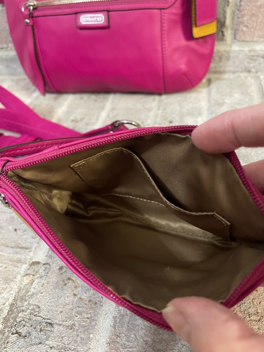 Coach Magenta Shoulder Bag with Removable Strap and Wristlet - Picture 12 of 14